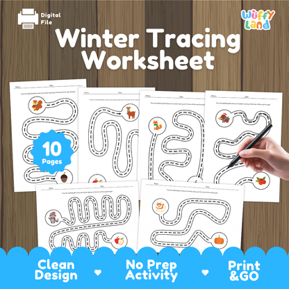 Winter Tracing Worksheet Fine Motor Line Tracing Activity Pages
