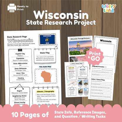 Wisconsin State Research Project Worksheets and Activity Pages
