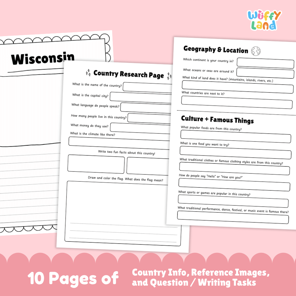 Wisconsin State Research Project Worksheets and Activity Pages