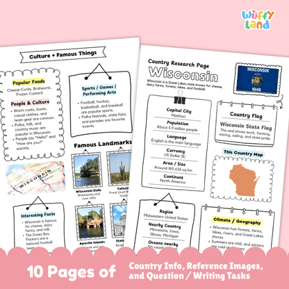 Wisconsin State Research Project Worksheets and Activity Pages