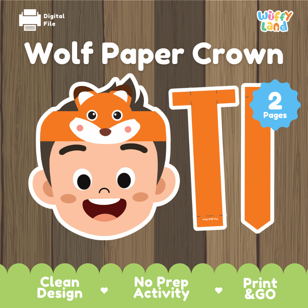 Wolf Paper Crown Craft Printable Activity Worksheets