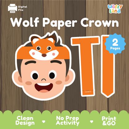 Wolf Paper Crown Craft Printable Activity Worksheets