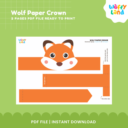 Wolf Paper Crown Craft Printable Activity Worksheets