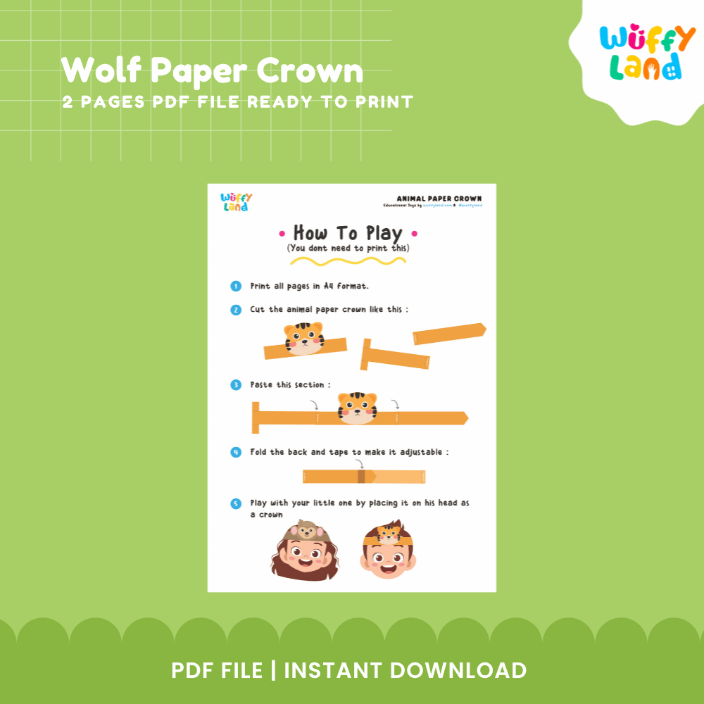 Wolf Paper Crown Craft Printable Activity Worksheets