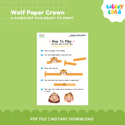 Wolf Paper Crown Craft Printable Activity Worksheets