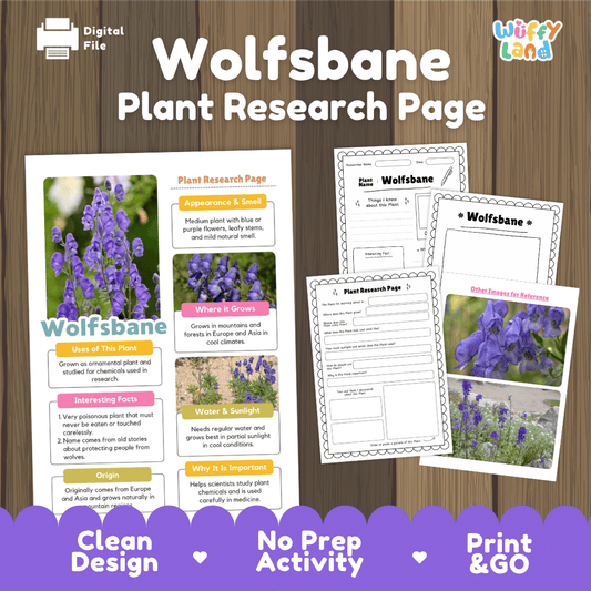 Wolfsbane Plant Research Page Worksheets and Fact Sheet
