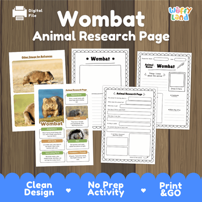 Wombat Animal Research Page Graphic Organizers and Worksheets