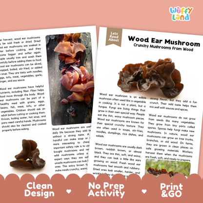 Teacher answer key page showing complete question solutions for wood ear mushroom reading comprehension practice