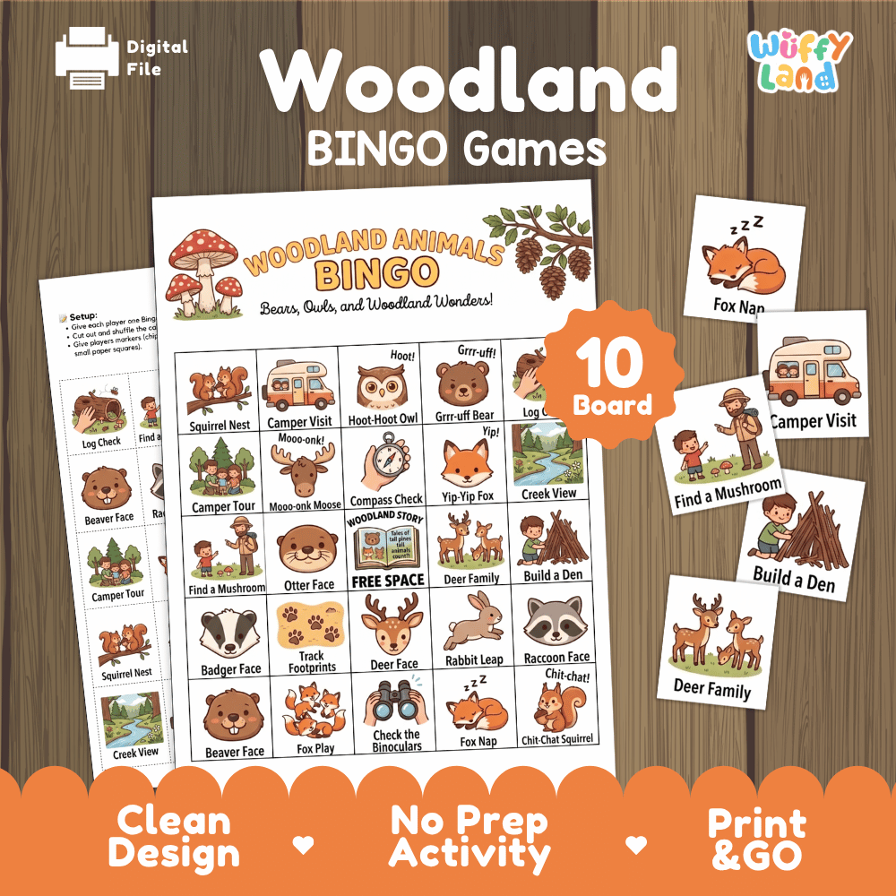 Woodland Animals Bingo Games Printable Activity