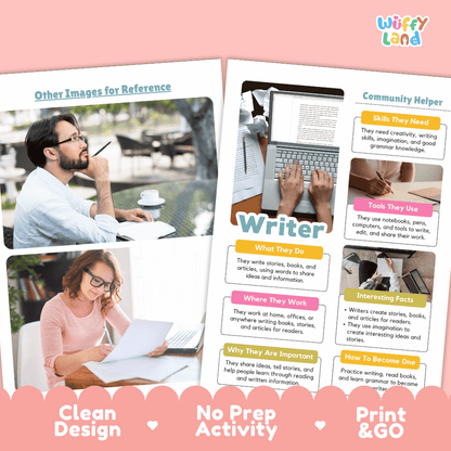 Print and go digital PDF writing worksheets with clean design layout, researcher name line, and zero prep classroom format