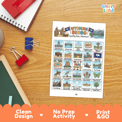 Wyoming Geography BINGO Game Equality State Activity Printable Boards