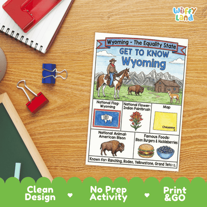 Wyoming Geography Coloring Poster Worksheets