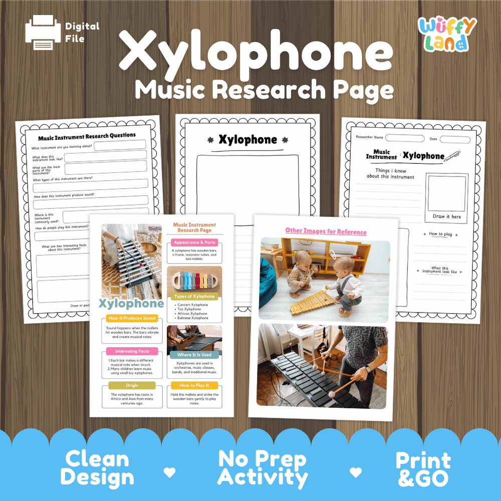 Xylophone Music Research Page Worksheets