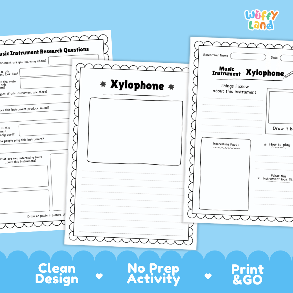 Xylophone Music Research Page Worksheets