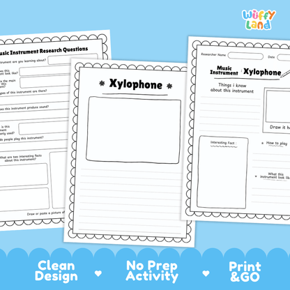 Xylophone Music Research Page Worksheets