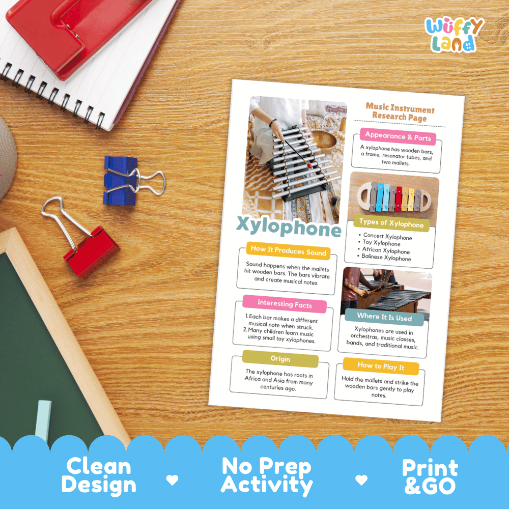 Xylophone Music Research Page Worksheets