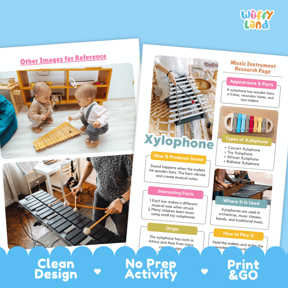 Xylophone Music Research Page Worksheets