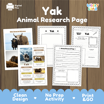 Yak Animal Research Project Graphic Organizers and Fact Sheet