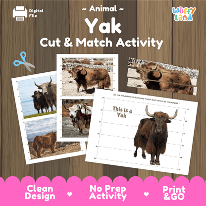 Yak Cut and Match Activity Worksheets | Animal Puzzle Printables