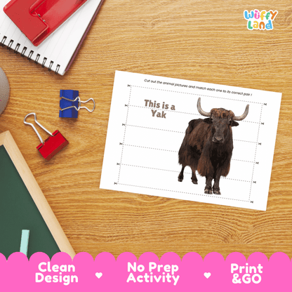 Yak Cut and Match Activity Worksheets | Animal Puzzle Printables