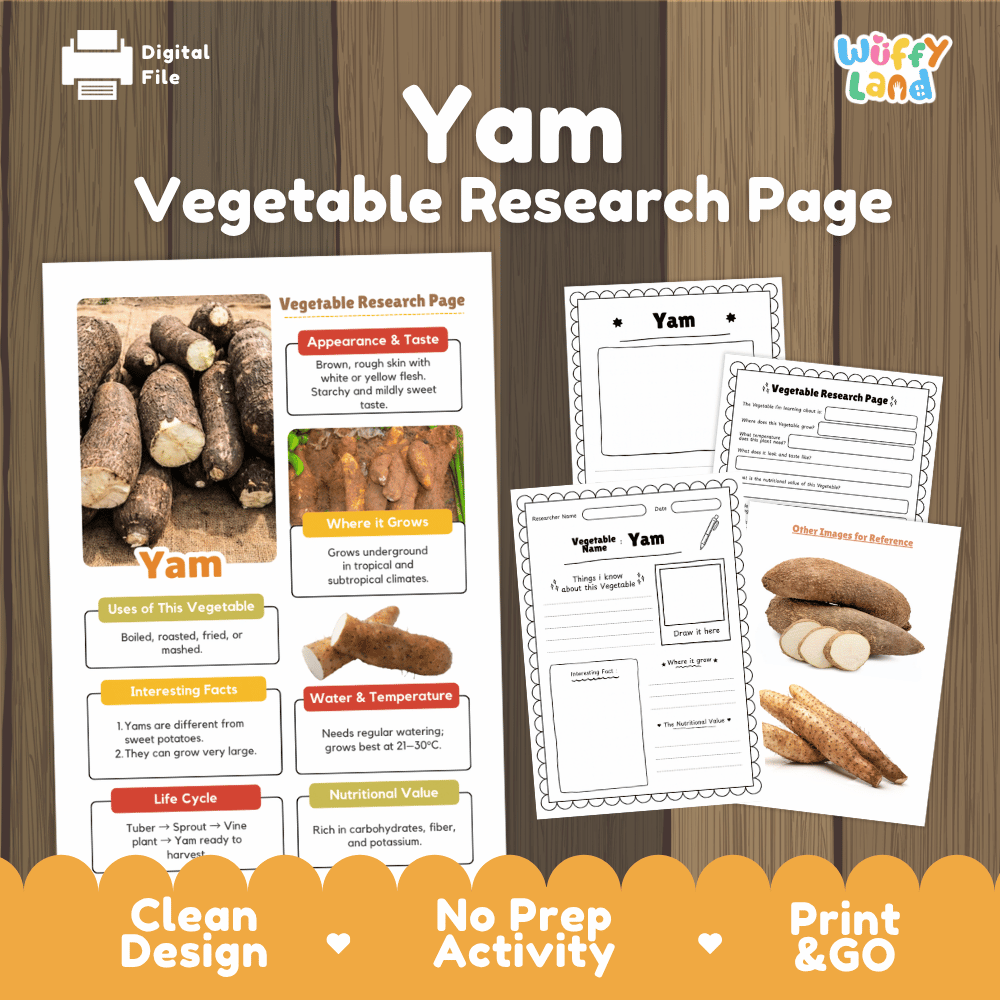 Yam Vegetable Research Page Science Worksheets and Fact Sheet