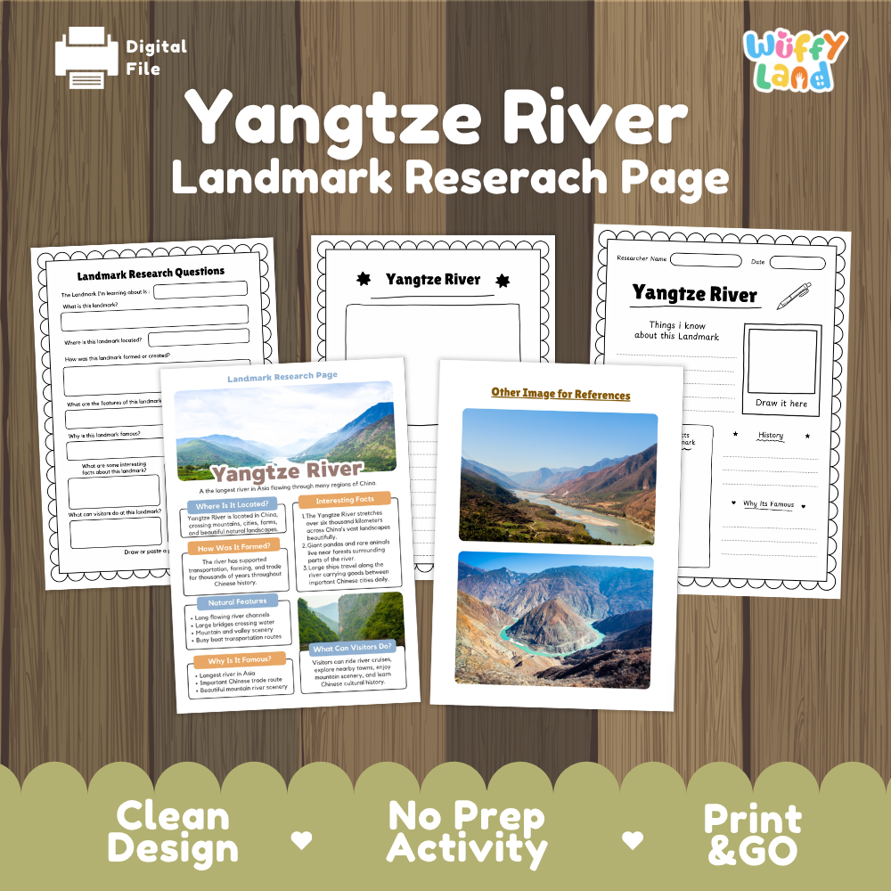 Yangtze River Landmark Research Page | World Geography Worksheets and Fact Sheet