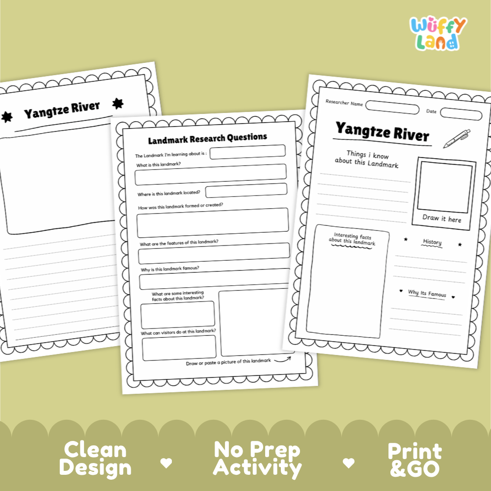 Yangtze River Landmark Research Page | World Geography Worksheets and Fact Sheet