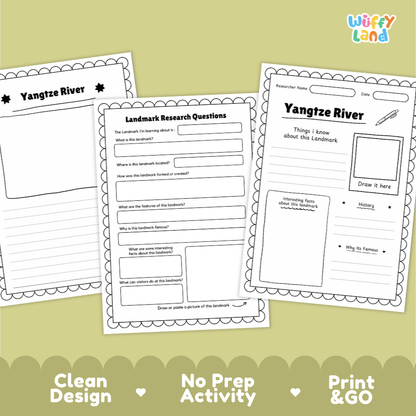 Yangtze River Landmark Research Page | World Geography Worksheets and Fact Sheet
