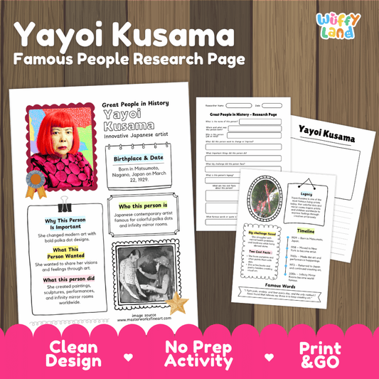 Yayoi Kusama Famous People Biography Research Pages and Worksheets