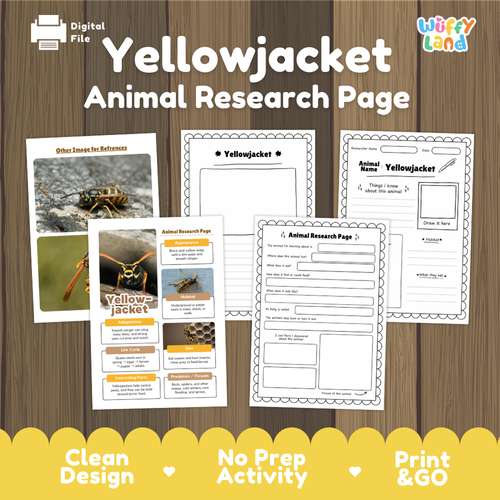 Yellowjacket Animal Research Page Worksheets