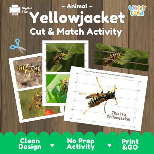 Yellowjacket Cut and Match Activity Worksheets | Animal Puzzle Printables