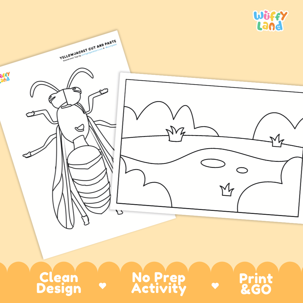 Yellowjacket Cut and Paste Craft and Coloring Pages Activity Worksheets