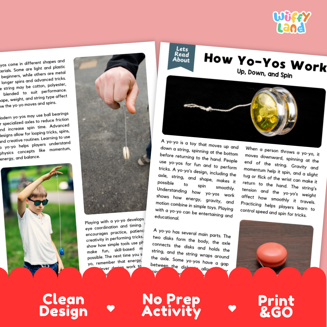 Complete teacher answer key worksheet providing detailed model responses for yo-yo comprehension questions