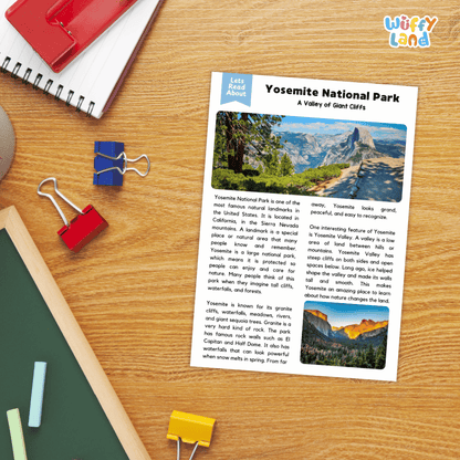Yosemite National Park Landmark Reading Passages and Comprehension Worksheets