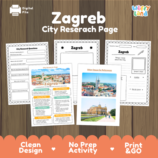 Zagreb Croatia City Research Project Worksheets and Fact Sheet Activity