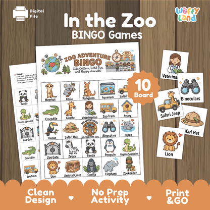 Zoo Adventure Bingo Games Printable Activity