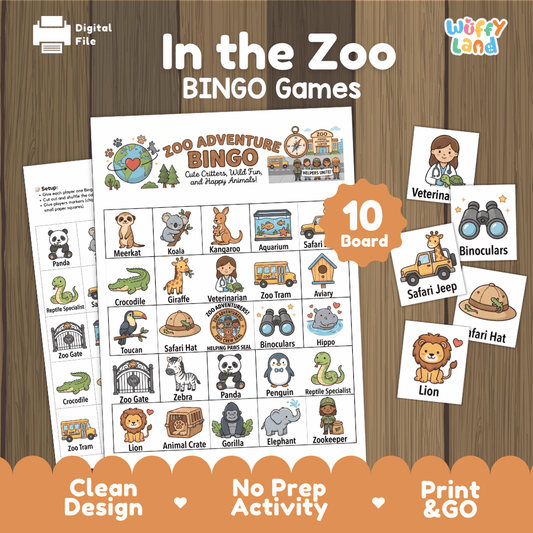 Zoo Adventure Bingo Games Printable Activity