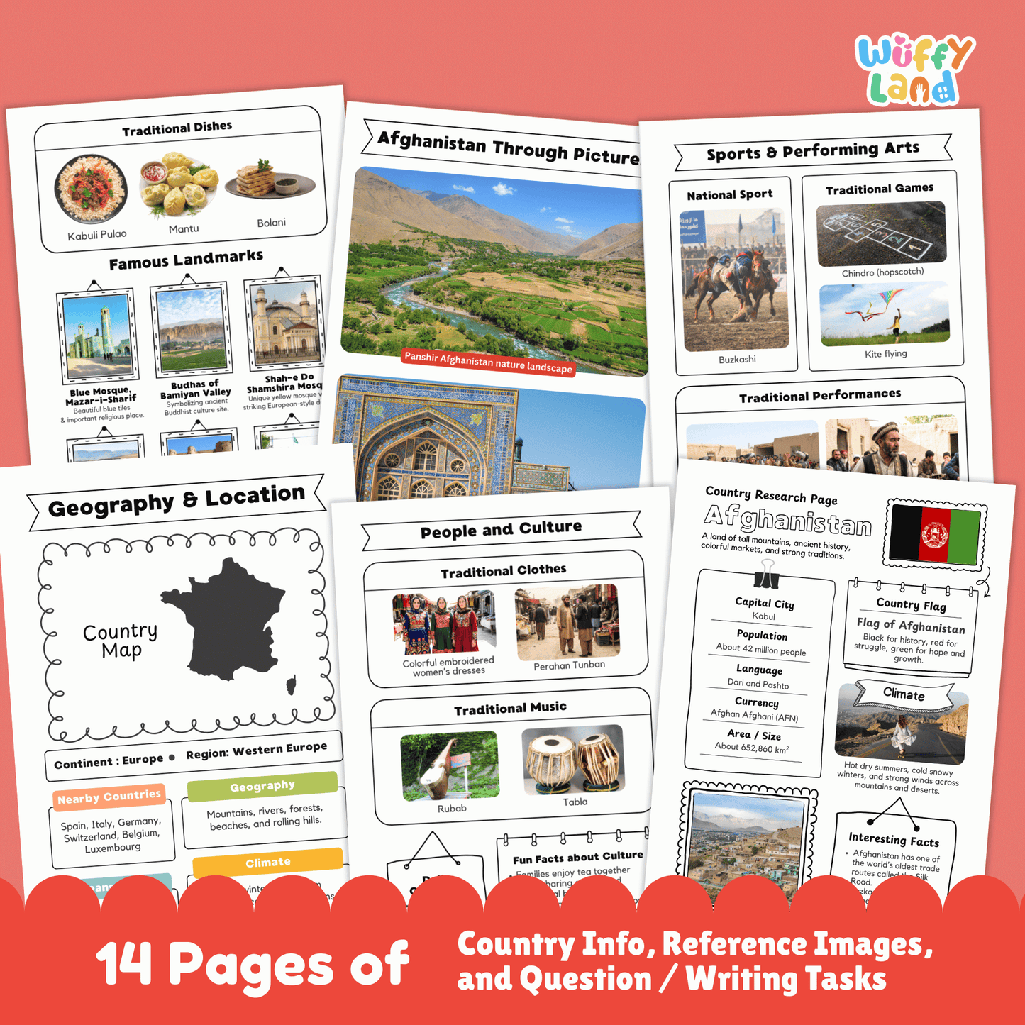AFGHANISTAN Country Research Project | Geography, Culture, Landmarks, Worksheets