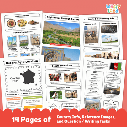AFGHANISTAN Country Research Project | Geography, Culture, Landmarks, Worksheets