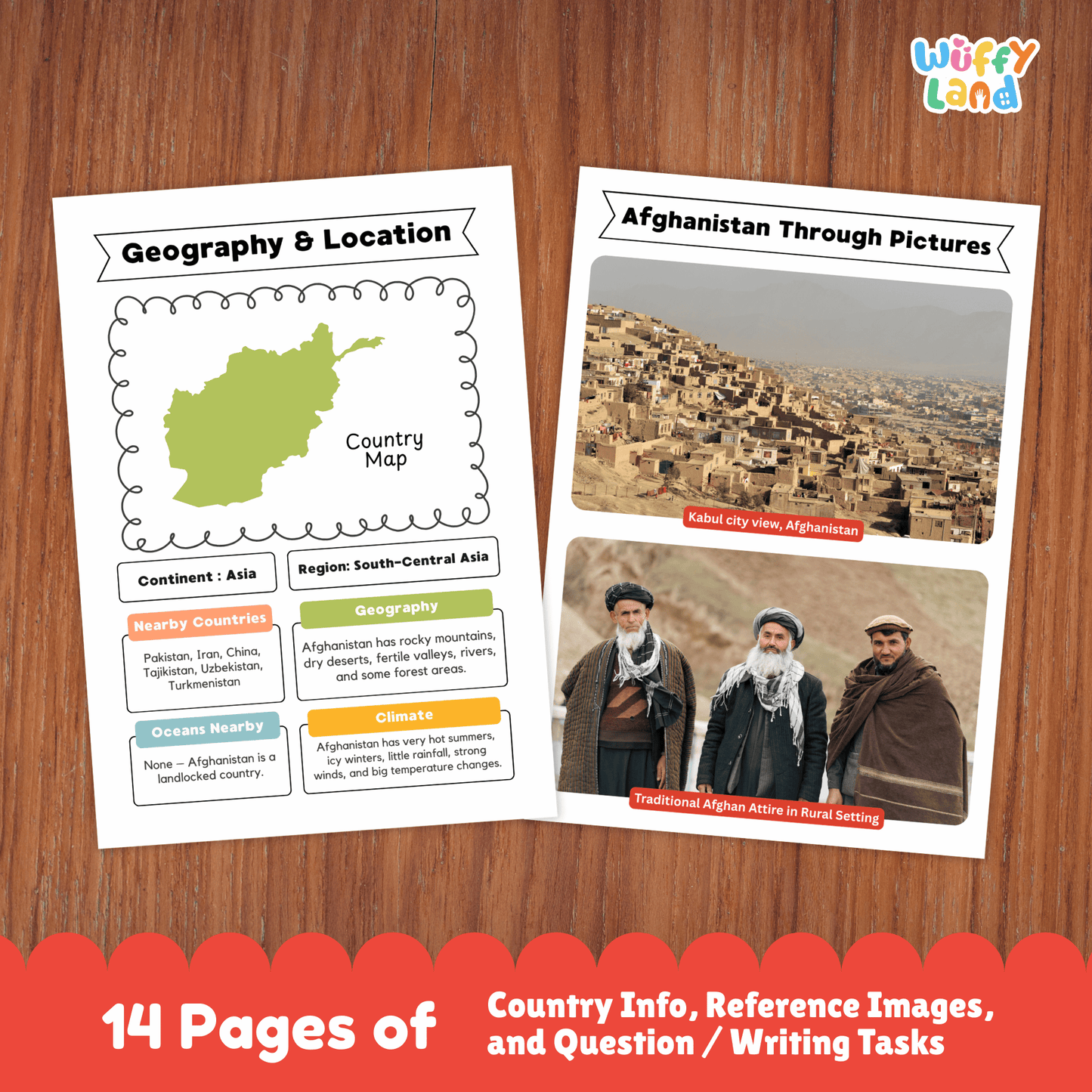 AFGHANISTAN Country Research Project | Geography, Culture, Landmarks, Worksheets