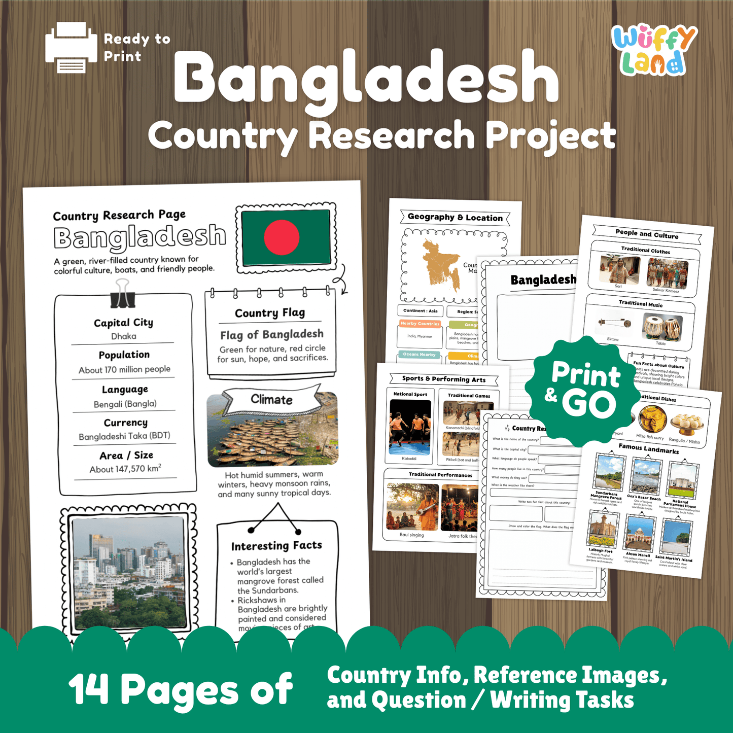 BANGLADESH Country Research Project | Geography, Culture, Landmarks, Worksheets