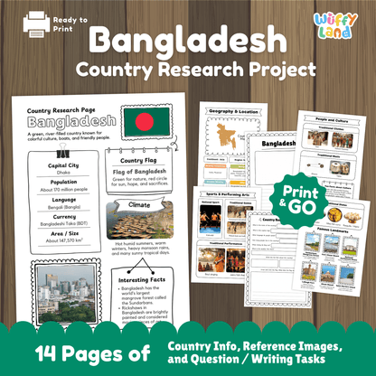BANGLADESH Country Research Project | Geography, Culture, Landmarks, Worksheets