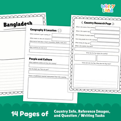 BANGLADESH Country Research Project | Geography, Culture, Landmarks, Worksheets