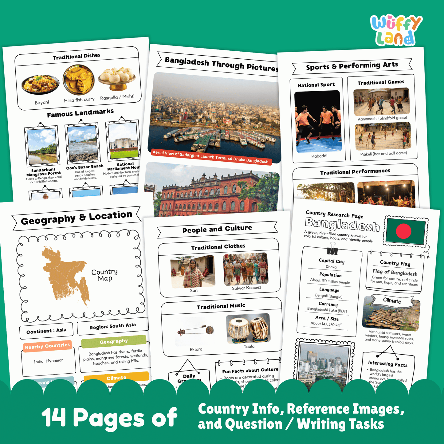 BANGLADESH Country Research Project | Geography, Culture, Landmarks, Worksheets
