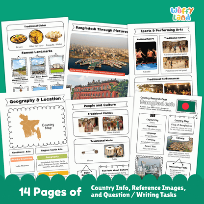 BANGLADESH Country Research Project | Geography, Culture, Landmarks, Worksheets
