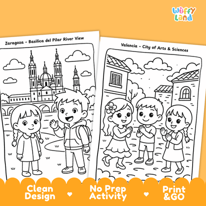 Spain Geography Coloring Pages Worksheets