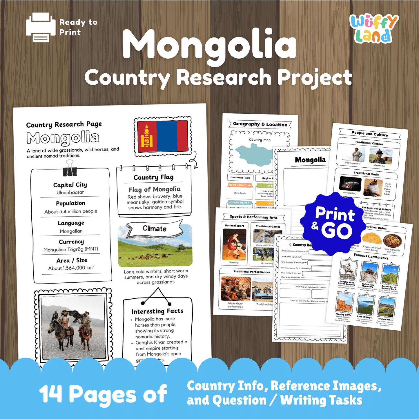 MONGOLIA Country Research Project | Geography, Culture, Landmarks, Worksheets