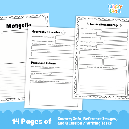 MONGOLIA Country Research Project | Geography, Culture, Landmarks, Worksheets