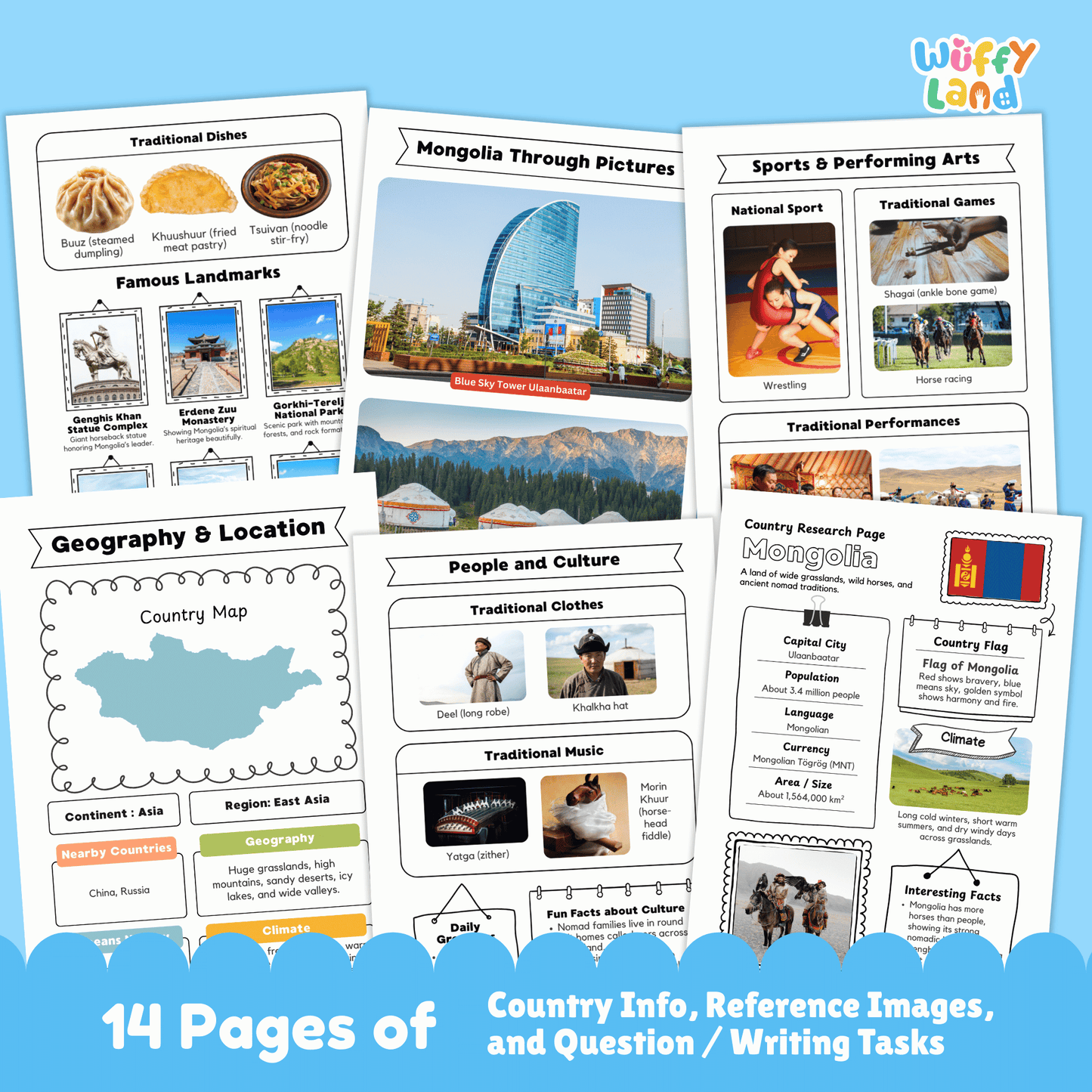 MONGOLIA Country Research Project | Geography, Culture, Landmarks, Worksheets