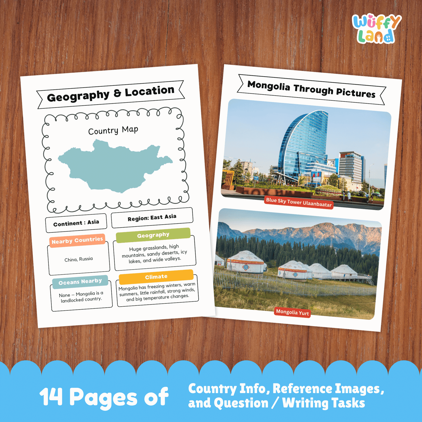 MONGOLIA Country Research Project | Geography, Culture, Landmarks, Worksheets
